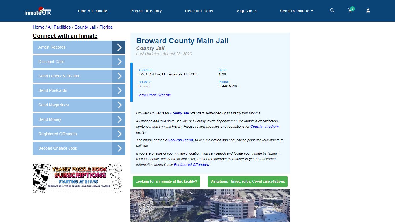Broward County Main Jail - Inmate Locator - Ft. Lauderdale, FL